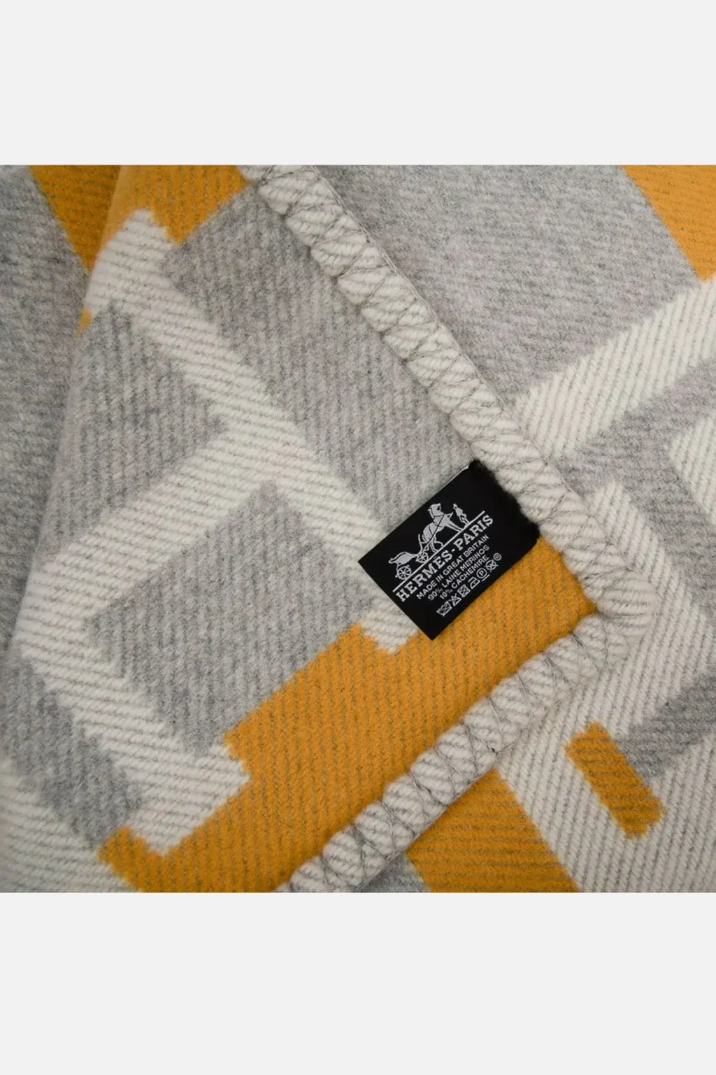 Hermes Blanket Avalon Bayadere Jaune/Gris/Ecru Throw Blanket
