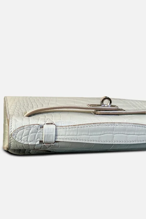Hermes Kelly Pouchette Alligator matte Colour Gris Pearl PHW