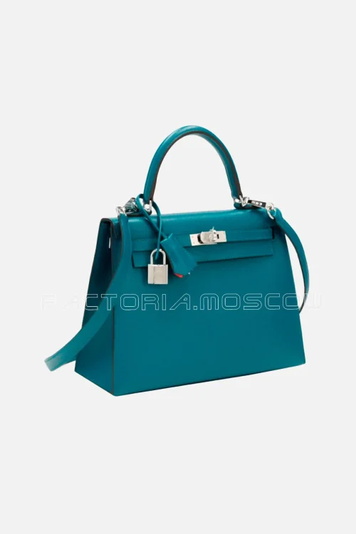 Hermès Kelly Sellier 25 Madame Colour Vert Bosphore and Rose Lipstick PHW