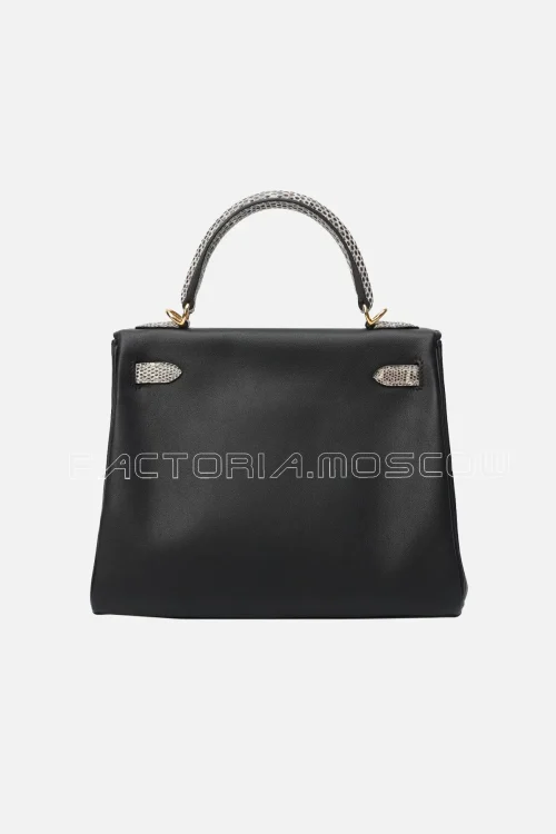 Hermès Kelly Retourne 25 Touch Evercolor/Ombre Lizard Colour Black GHW