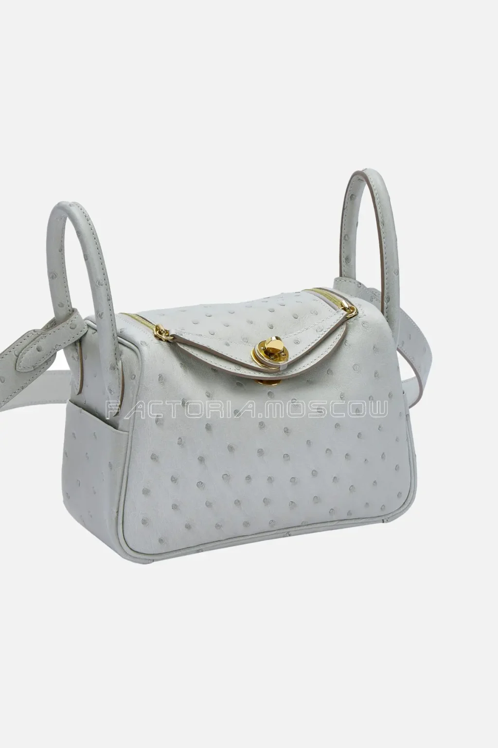 Hermès Mini Lindy 20 Gris Perle Ostrich GHW