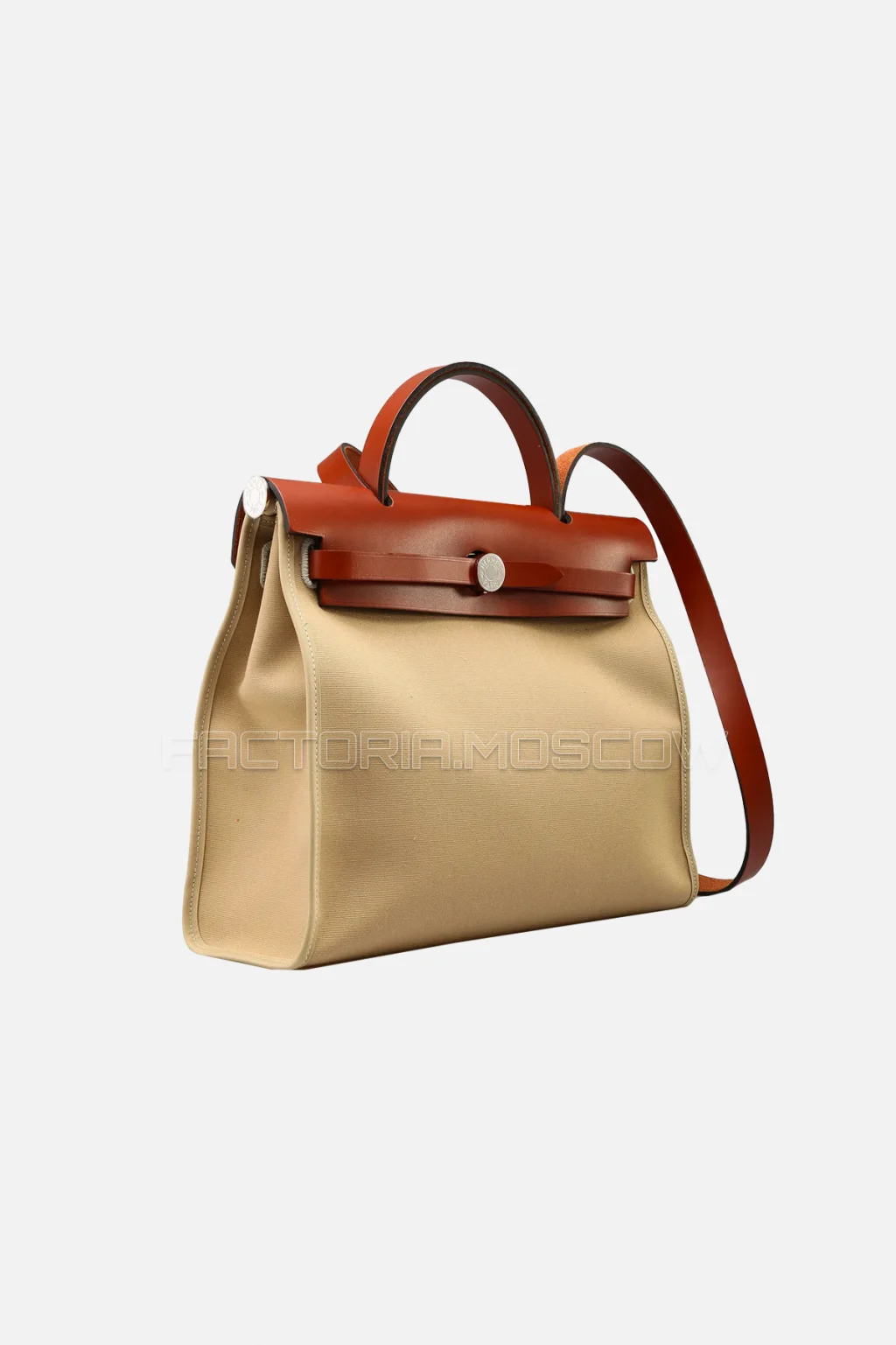 Hermes Herbag Zip Trench Toile/Hunter Cowhide PHW