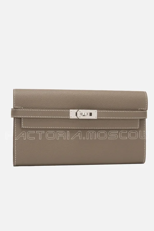 Hermes Kelly Long Wallet Epsom Etoupe Hardware Phw