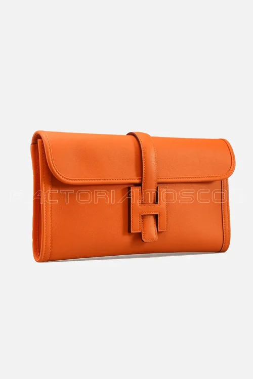 Hermes Jide Elan 29 Clutch Swift Orange Hardware Leather