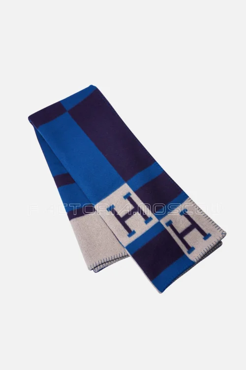 Hermes Blanket Avalon Bayadere Blue Marine Throw