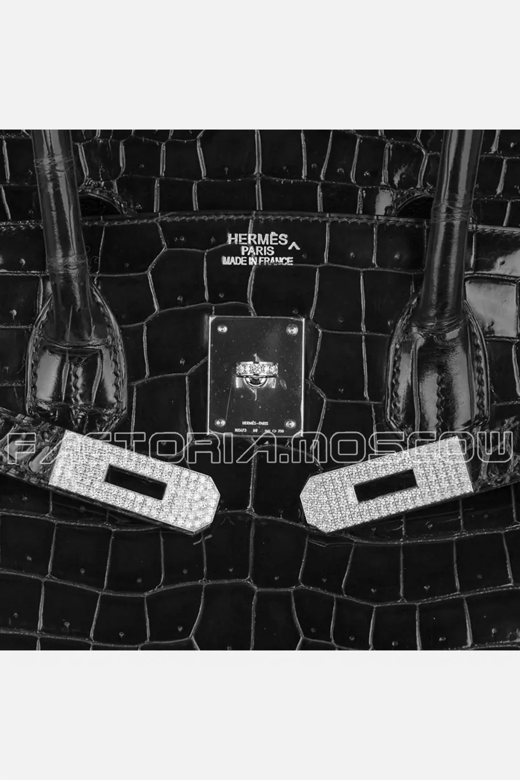 Hermes Birkin 35 Diamond Porosus crocodile Colour Black Hardware White gold
