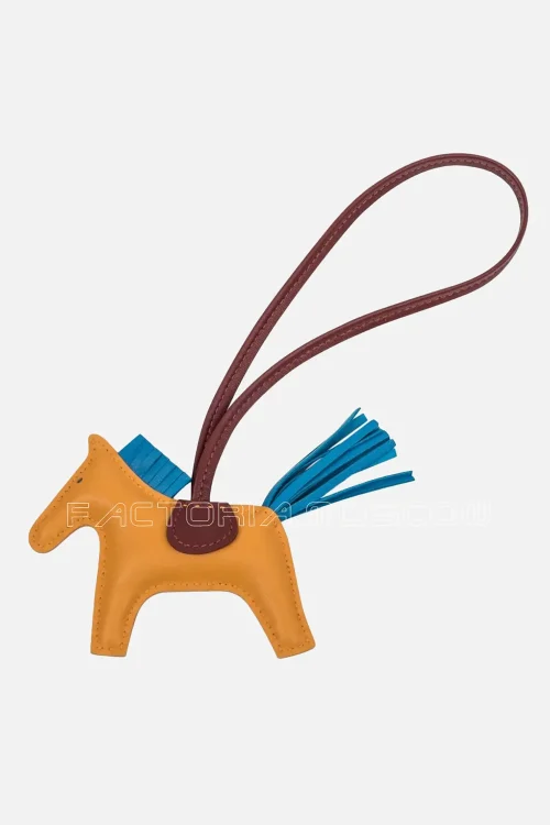 Hermes Rodeo PM Bag Charm Jaune Ambre / Blue Zanzibar / Rouge H