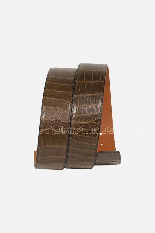 Hermes Constance Belt 42mm Gris Elephant Matte Porosus Crocodile/Gold
