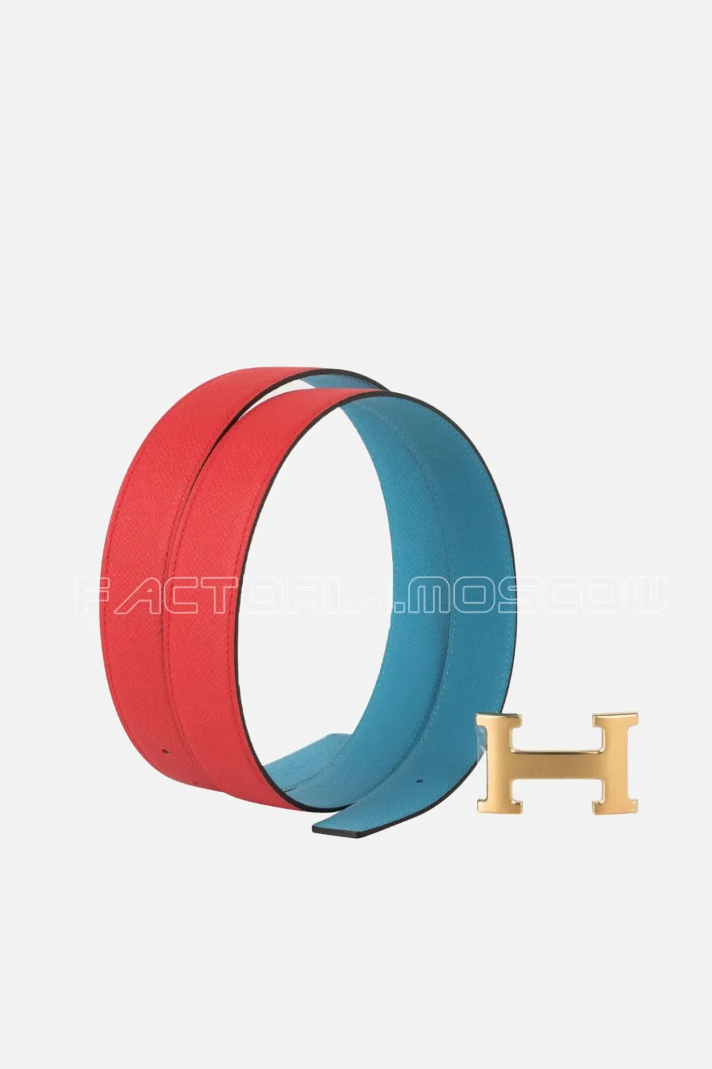 Hermes Belt H Constance 32 mm Rouge Coeur / Blue De Nord Epsom Brushed Gold
