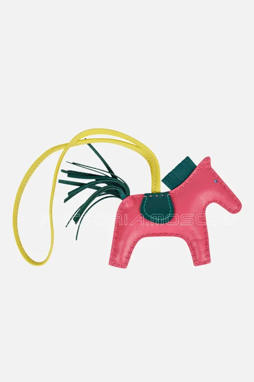 Hermes Rodeo PM Bag Charm Rose Azalee/ Malachite / Lime