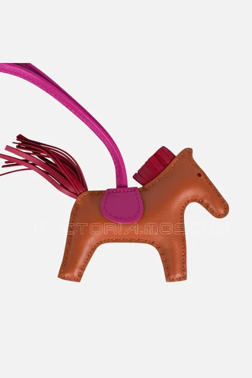 Hermes Rodeo PM Bag Charm Gold / Rose Pourpre/ Rubis