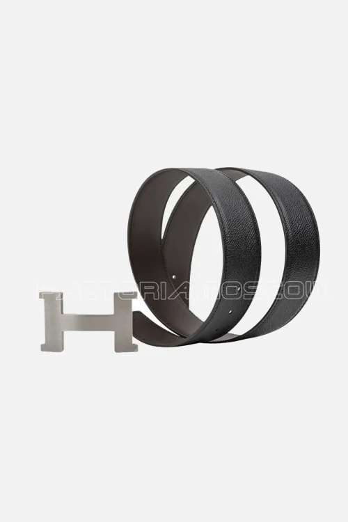 Hermes Belt Constance 42mm Black/Brown Brushed Palladium Buckle