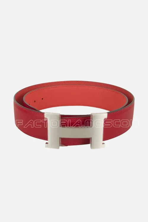 Hermes Belt Constance 42mm Rouge Casaque/Rose Jaipur Brushed Palladium