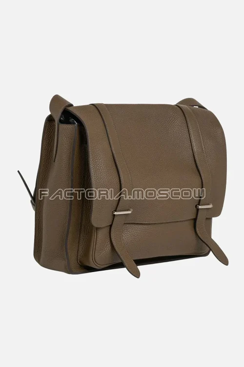 Hermes Steve Caporal Messenger 35 Bag Clemence Etoupe PHW