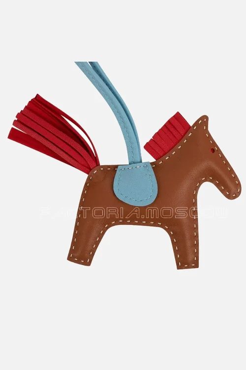Hermes Rodeo PM Bag Charm Gold / Rouge Indien / Blue Celeste