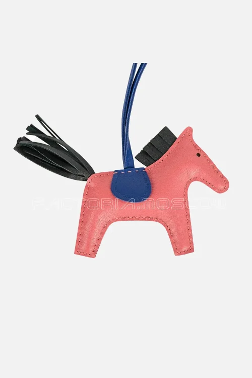 Hermes Rodeo PM Bag Charm Rose Azalee/ Vert Cypress / Blue Electric