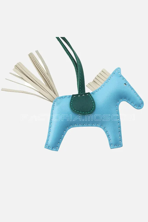 Hermes Rodeo PM Bag Charm Blue Celeste / Malachite / Craie
