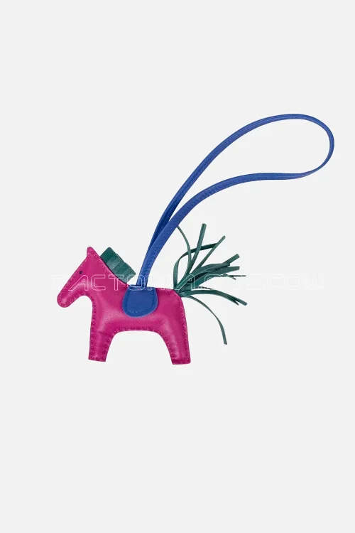 Hermes Rodeo PM Bag Charm Rose Pourpre / Electric Blue / Malachite New w/ Box