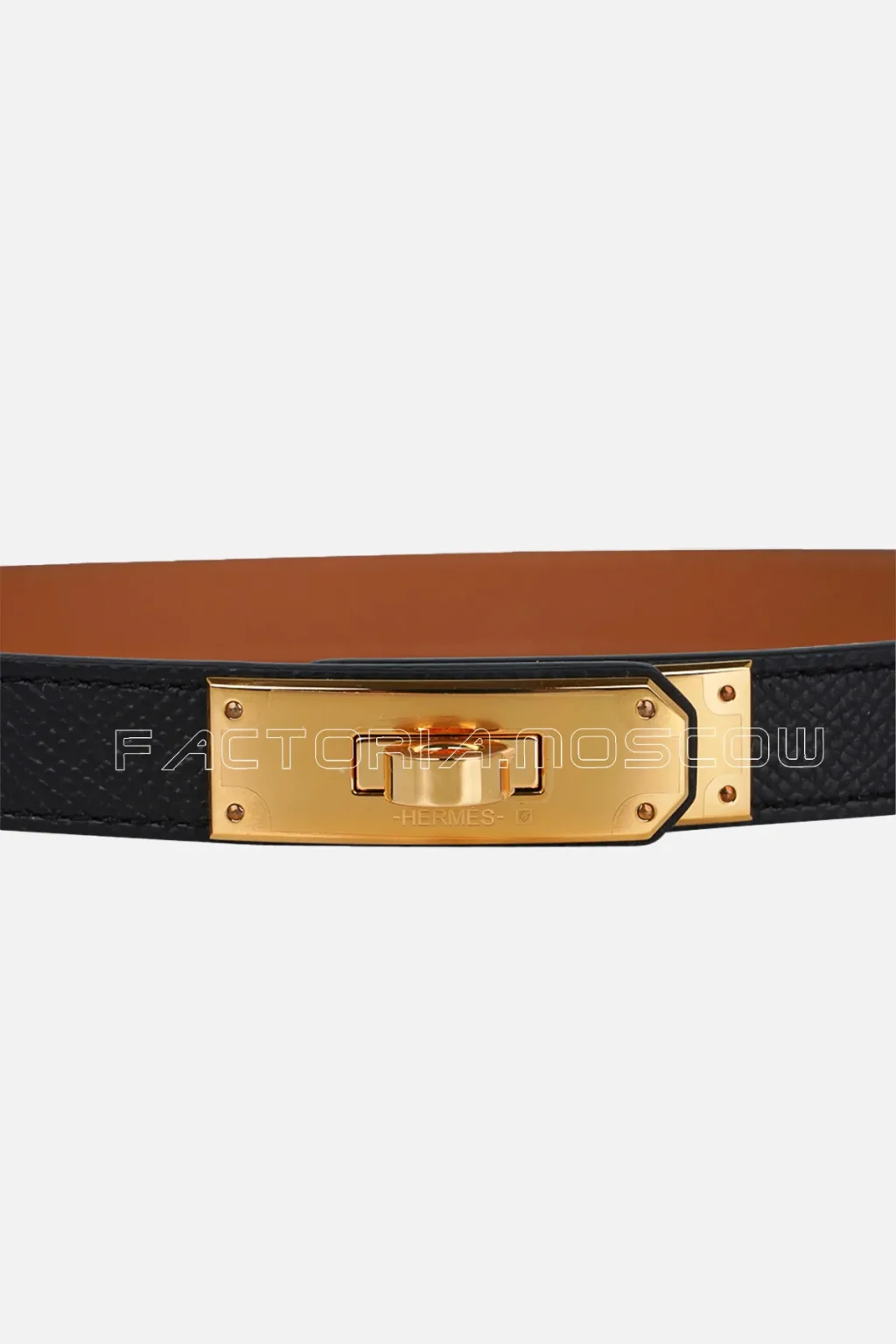 Hermes Kelly 18 Belt Black/Orange Epsom Hardware Gold