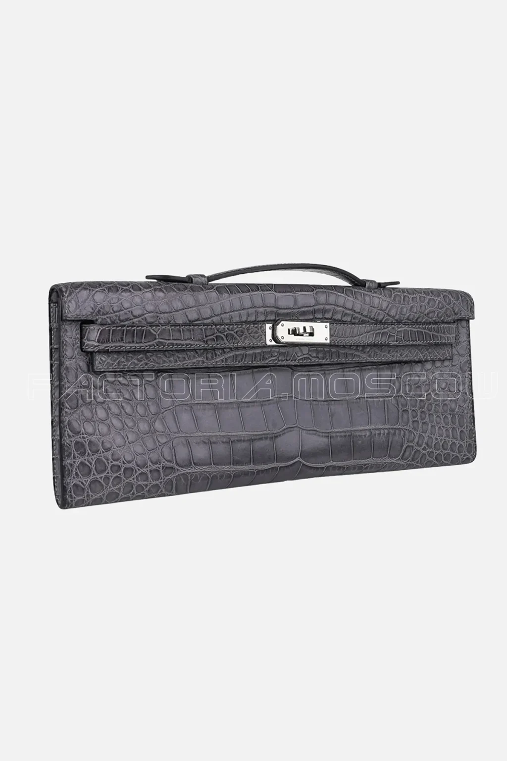 Hermes Kelly Cut Сlutch Alligator matte Gris Paris PHW