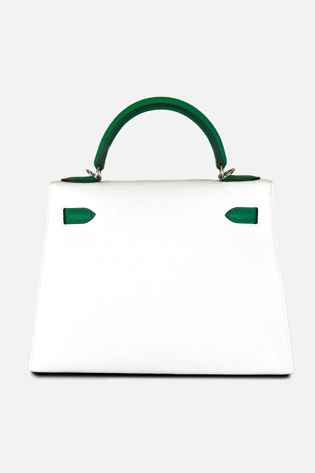 Hermes Kelly Sellier 28 Special Order (HSS) Epsom Colour White/Vert Vertigo PHW