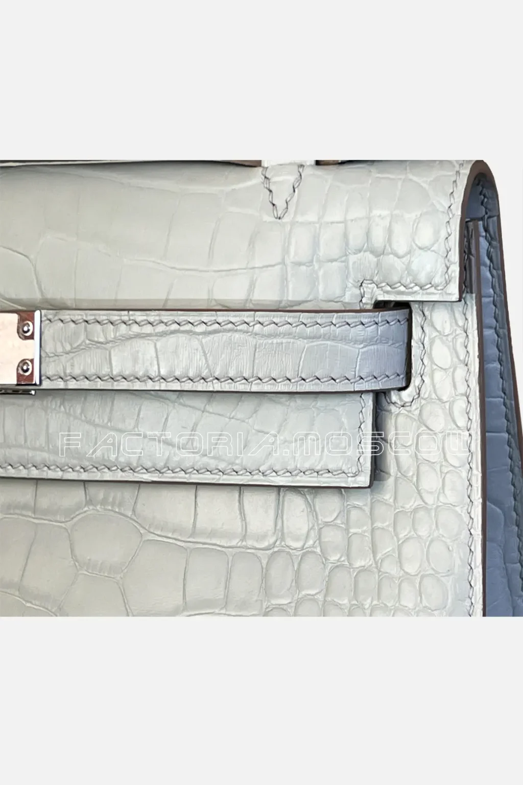 Hermes Kelly Pouchette Alligator matte Colour Gris Pearl PHW