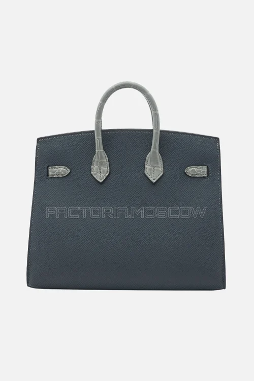 Hermès Birkin Faubourg Sellier 20 Matte Ciment Alligator, Gris Misty, Craie Epsom Leather, Orange H And Black Swift GHW