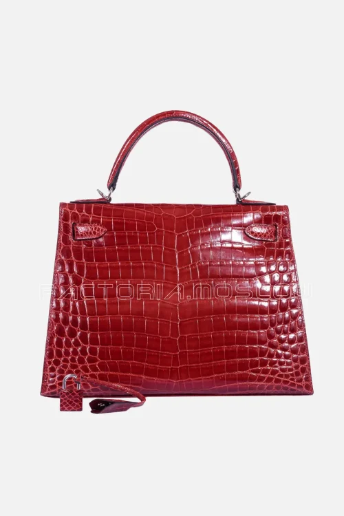 Hermes Kelly Sellier 28 Rouge H Crocodile Niloticus PHW