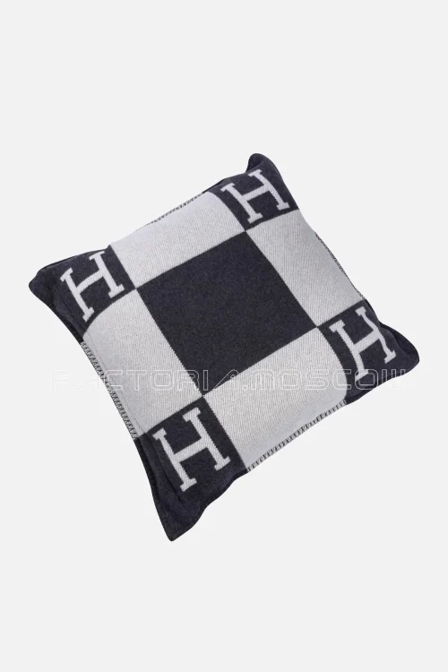 Hermes Pillow Avalon Gris Fonce / Ecru Large