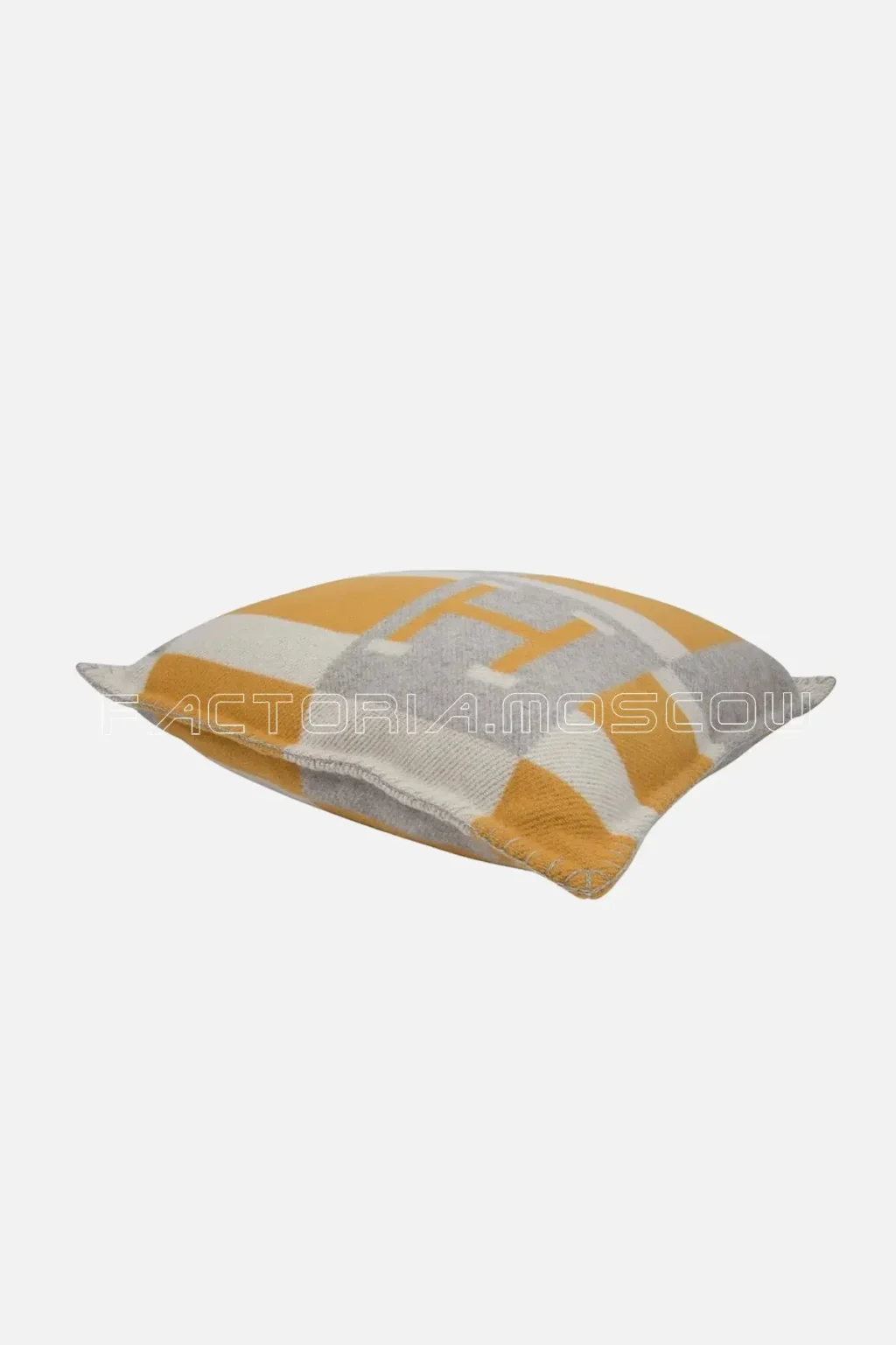 Hermes Cushion Avalon Bayadere PM Throw Pillow Jaune/Gris/Ecru