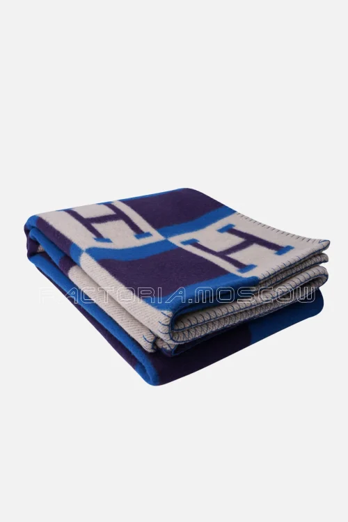 Hermes Blanket Avalon Bayadere Blue Marine Throw