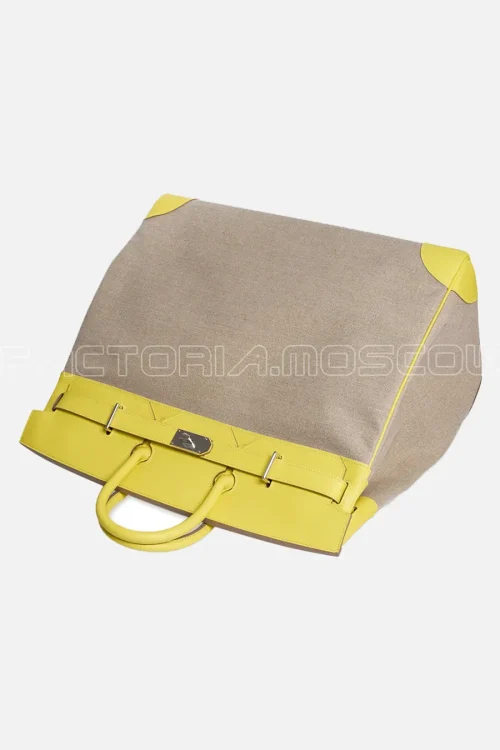 Hermes Birkin НАС 50 Bag Evercolor/Toile Lime/Ficelle PHW