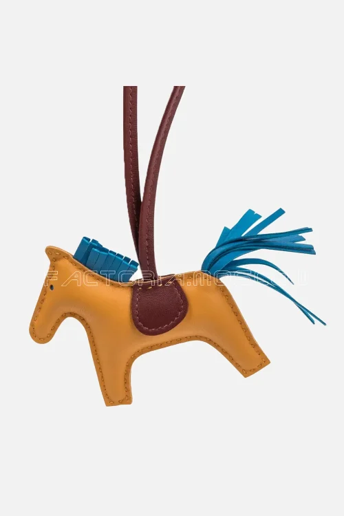 Hermes Rodeo PM Bag Charm Jaune Ambre / Blue Zanzibar / Rouge H