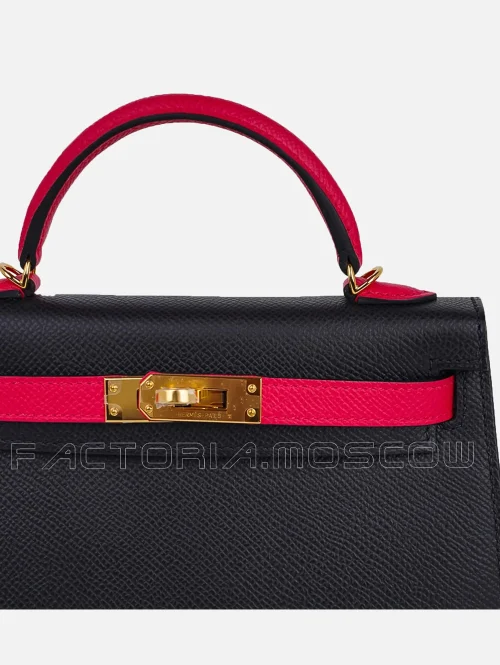 Hermes HSS Special Order Kelly Mini ll 20 Epsom Colour Black/Rose Extreme GHW