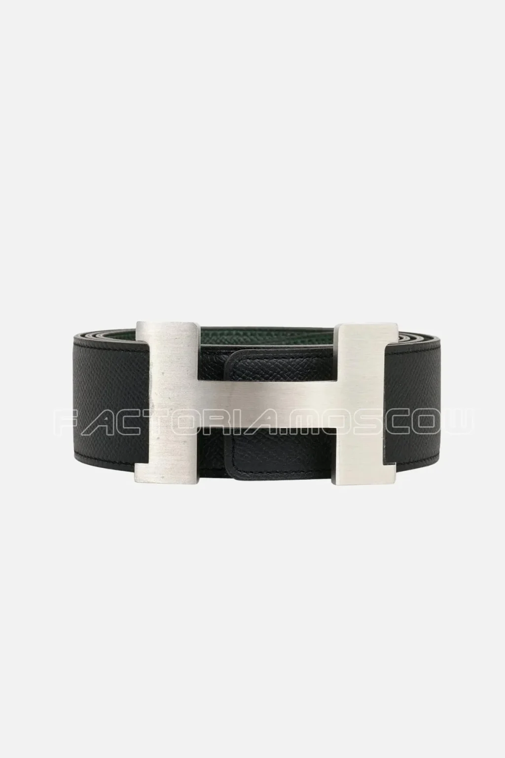 Hermes Belt Constance 42mm Black / Vert Anglais Brushed Palladium Buckle