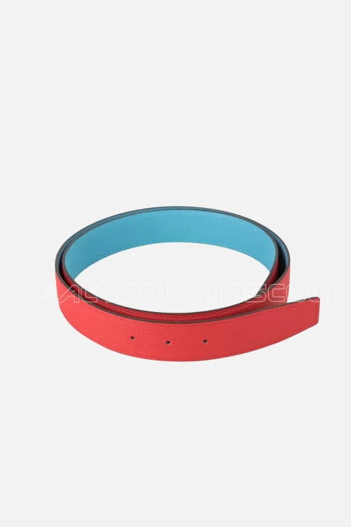 Hermes Belt H Constance 32 mm Rouge Coeur / Blue De Nord Epsom Brushed Gold