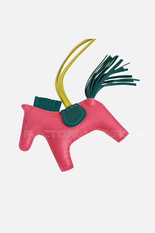 Hermes Rodeo PM Bag Charm Rose Azalee/ Malachite / Lime