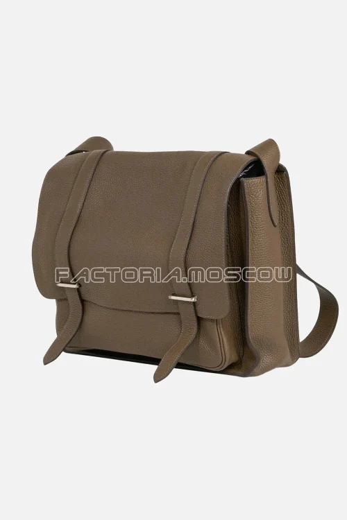Hermes Steve Caporal Messenger 35 Bag Clemence Etoupe PHW