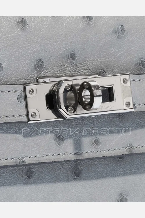 Hermes Kelly long wallet Ostrich Blue Glacier Hardware Phw