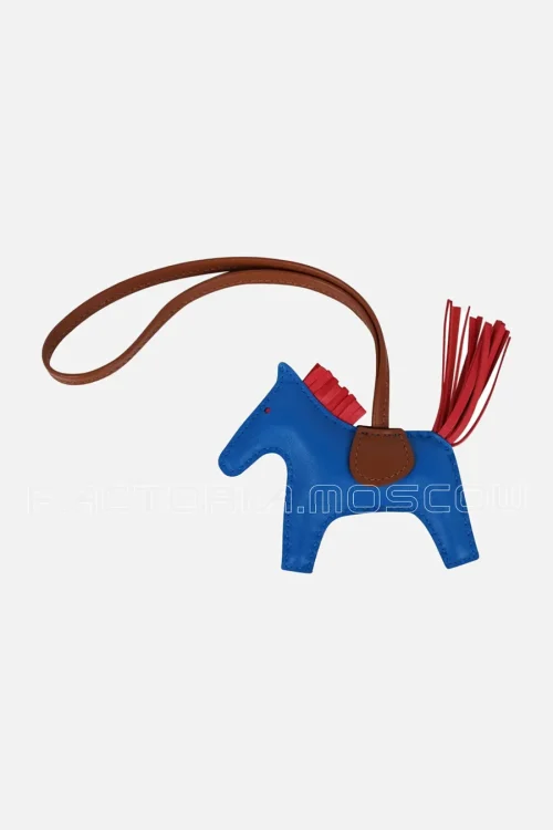 Hermes Rodeo PM Bag Charm Blue Zanzibar / Rose Texas / Gold New w Box
