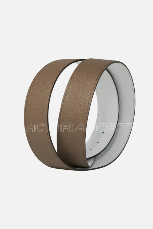 Hermes Belt Constance Etoupe/White 42mm Brushed Gold Buckle