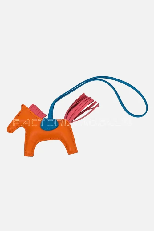 Hermes Rodeo PM Bag Charm Orange Poppy / Blue Zanzibar / Rose Azalee
