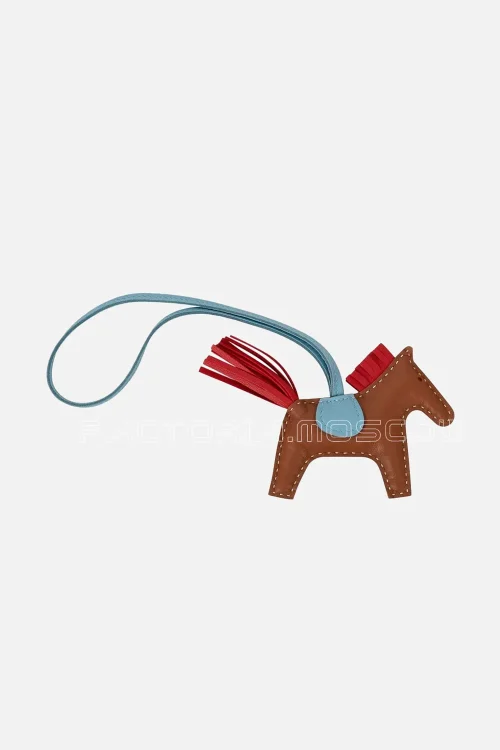 Hermes Rodeo PM Bag Charm Gold / Rouge Indien / Blue Celeste