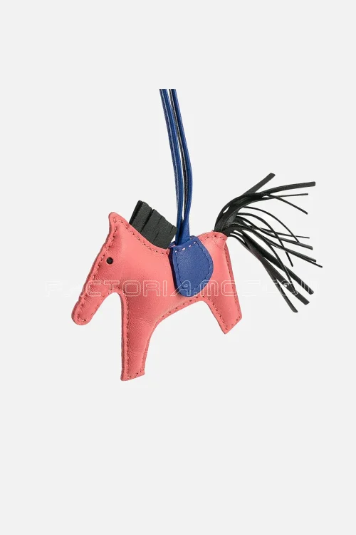 Hermes Rodeo PM Bag Charm Rose Azalee/ Vert Cypress / Blue Electric