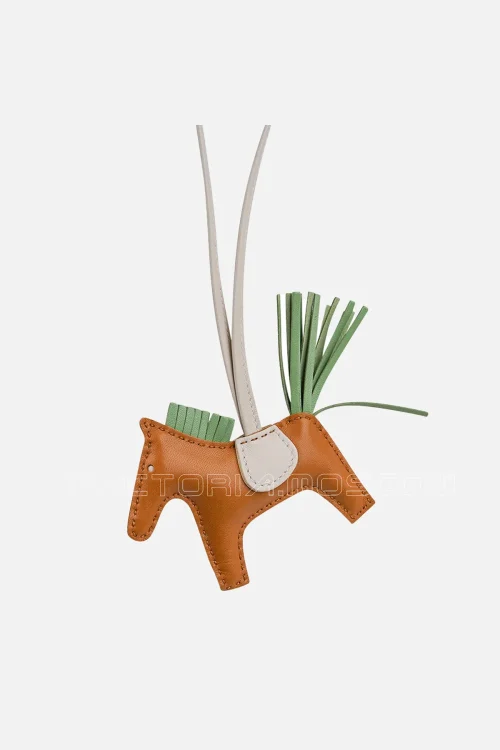 Hermes Rodeo PM Bag Charm Sesame / Vert Criquet / Craie