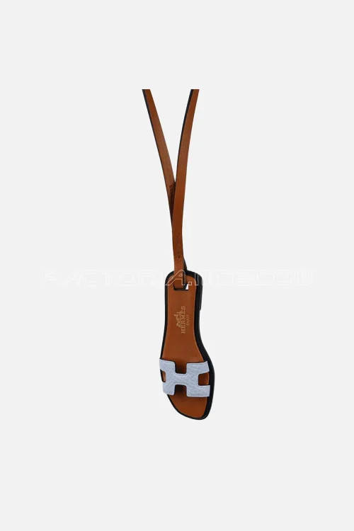 Hermes Oran Nano Bag Charm Blue Brume Epsom Leather New w/ Box