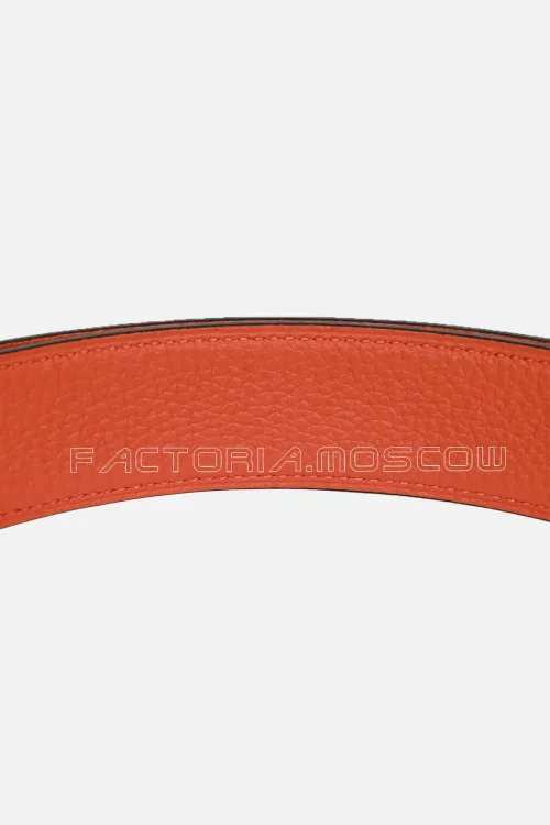 Hermès 32 mm Reversible Black/Orange Constance H Belt 80 Brushed Gold Buckle