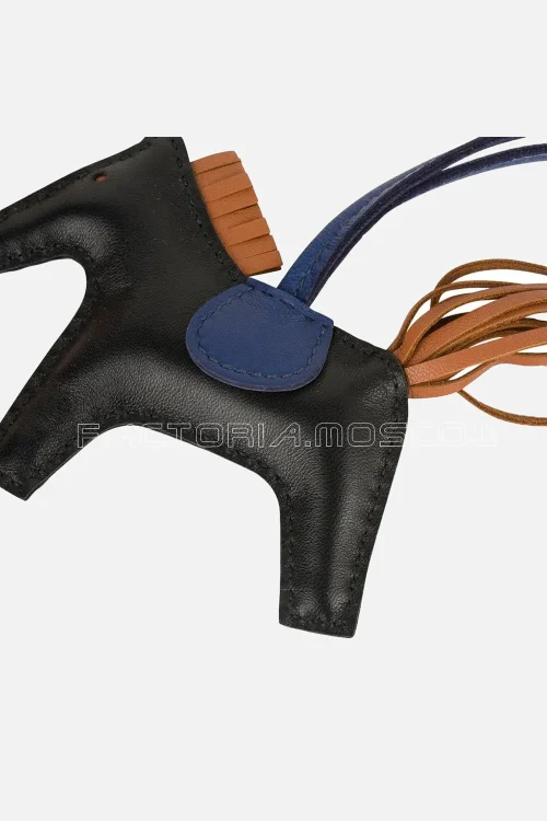 Hermes Rodeo PM Bag Charm Black / Blue Sapphire / Gold