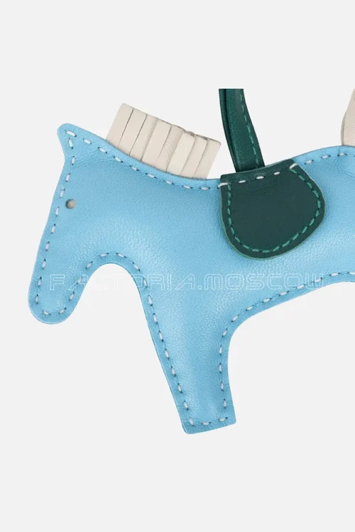 Hermes Rodeo PM Bag Charm Blue Celeste / Malachite / Craie