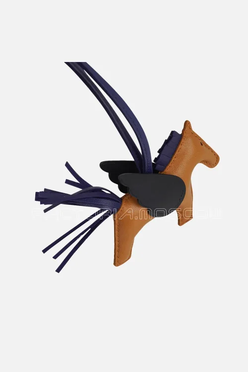 Hermes Rodeo PM Pegase Bag Charm Sesame / Black / Bleu Sapphire